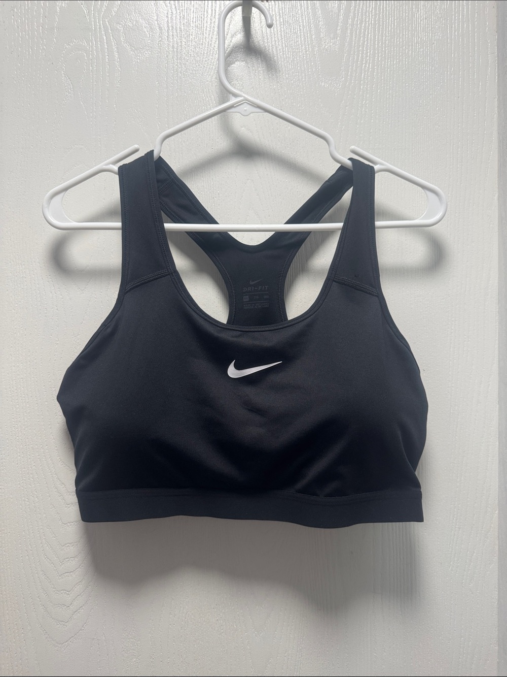 Nike Black Racerback Dri-FIT Sports Bra with White Swoosh